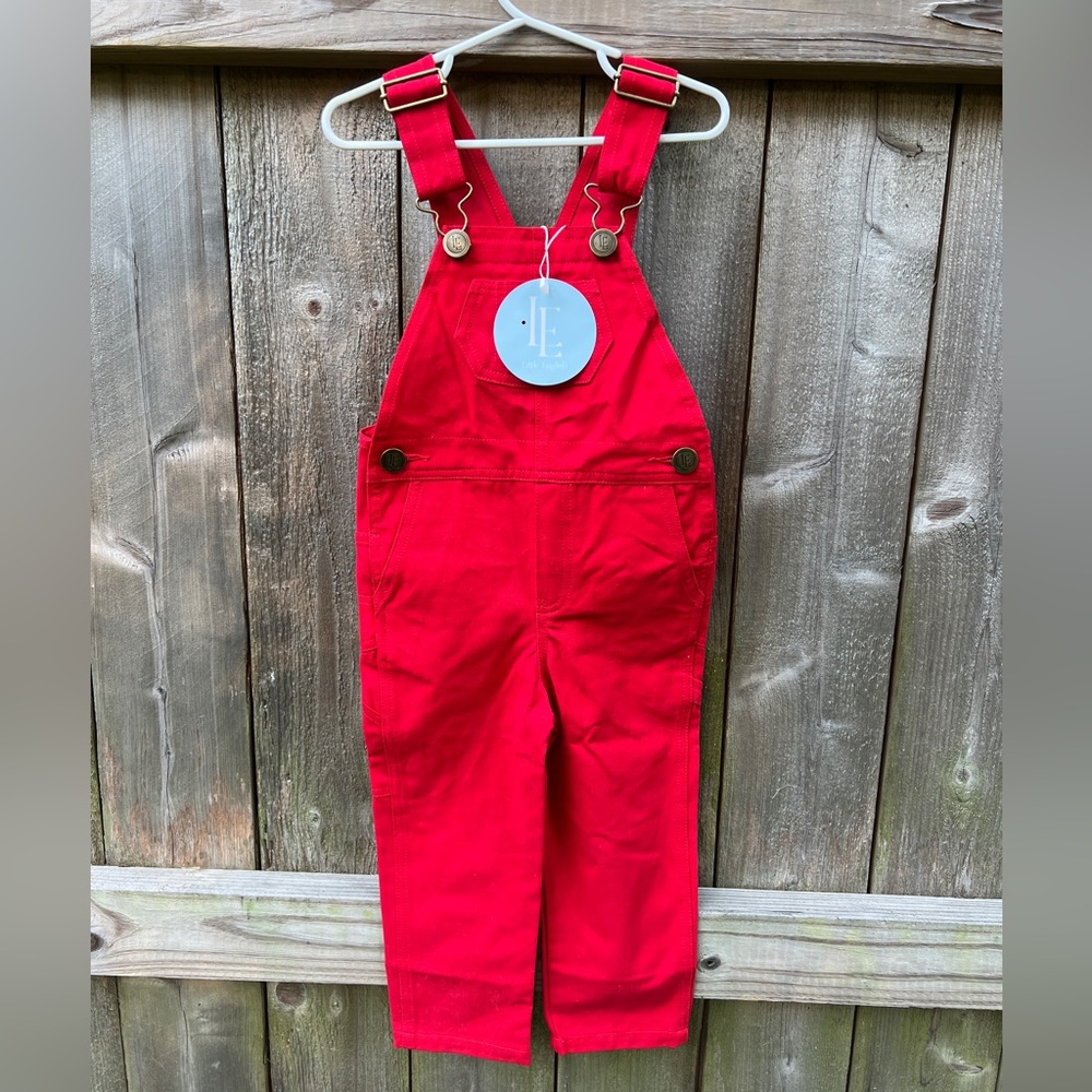 Little English red twill overalls 2T NWT